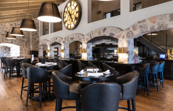 restaurant and bar with table settings