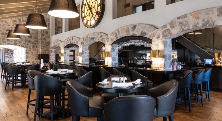 restaurant and bar with table settings