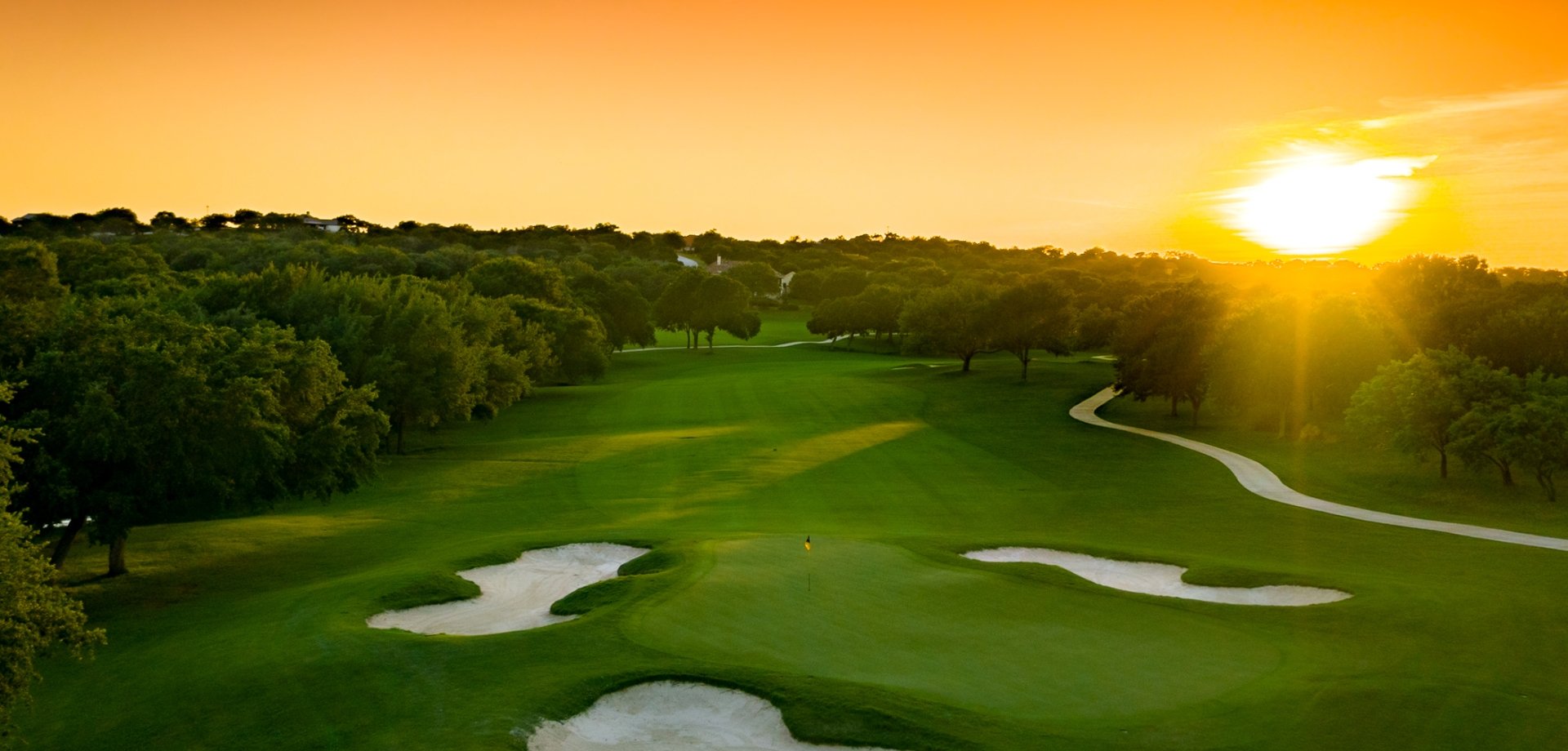 Beautiful Texas orange sunset over our golf course.