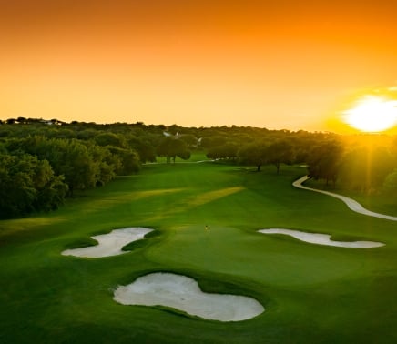 Beautiful Texas orange sunset over our golf course.