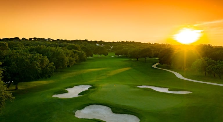 Beautiful Texas orange sunset over our golf course.