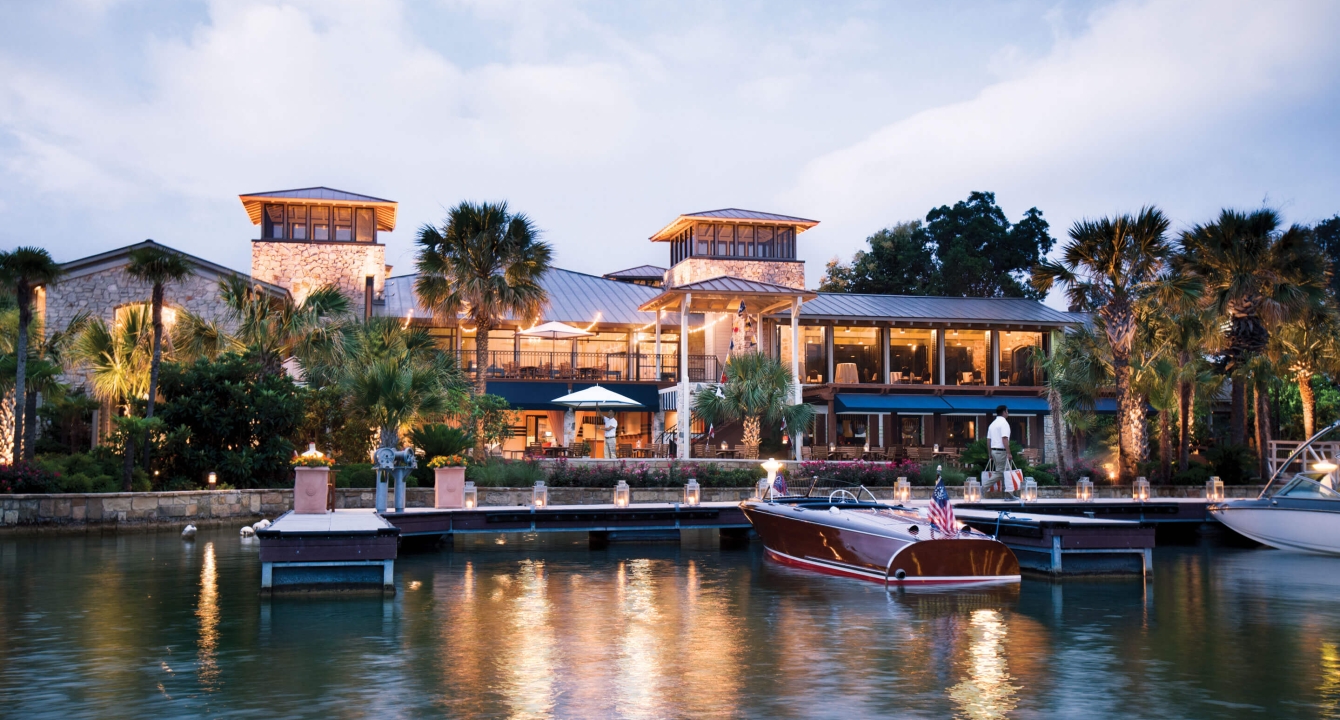 Boat docked at The Yacht Club at Horseshoe Bay Resort on Lake LBJ