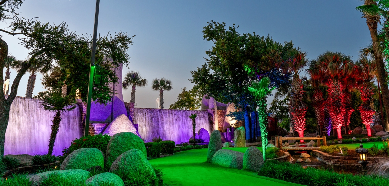 Glow in the dark putting at whitewater golf course at Horseshoe Bay resort