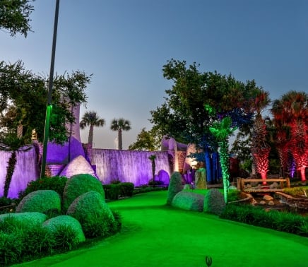 Glow in the dark putting at whitewater golf course at Horseshoe Bay resort