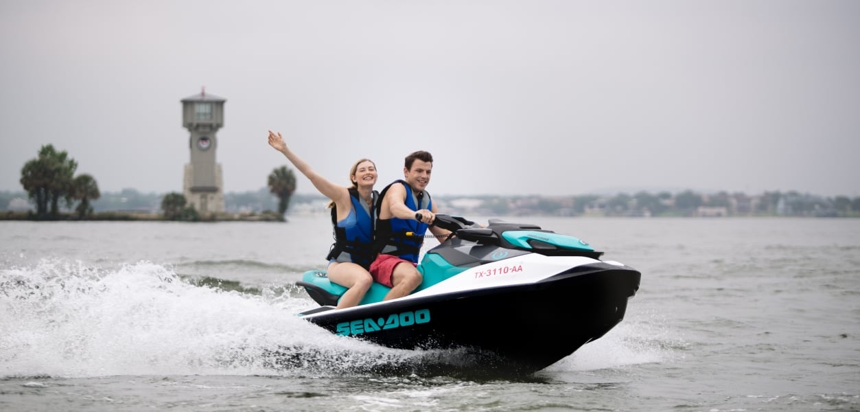 Sea Doo GTXs jet ski rentals on Lake LBJ from The Marina at Horseshoe Bay Resort.