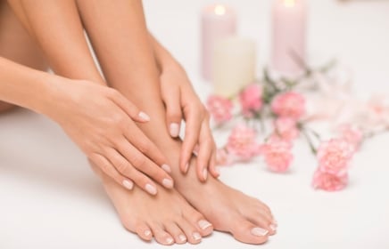 Spa nail treatments for hands and feet.