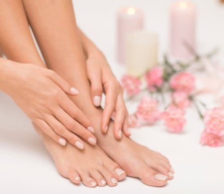 Spa nail treatments for hands and feet.