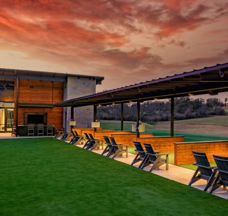Golf academy at Horseshoe Bay Resort on a beautiful night