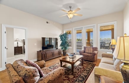 Living room area of a condo at Horseshoe Bay Resort