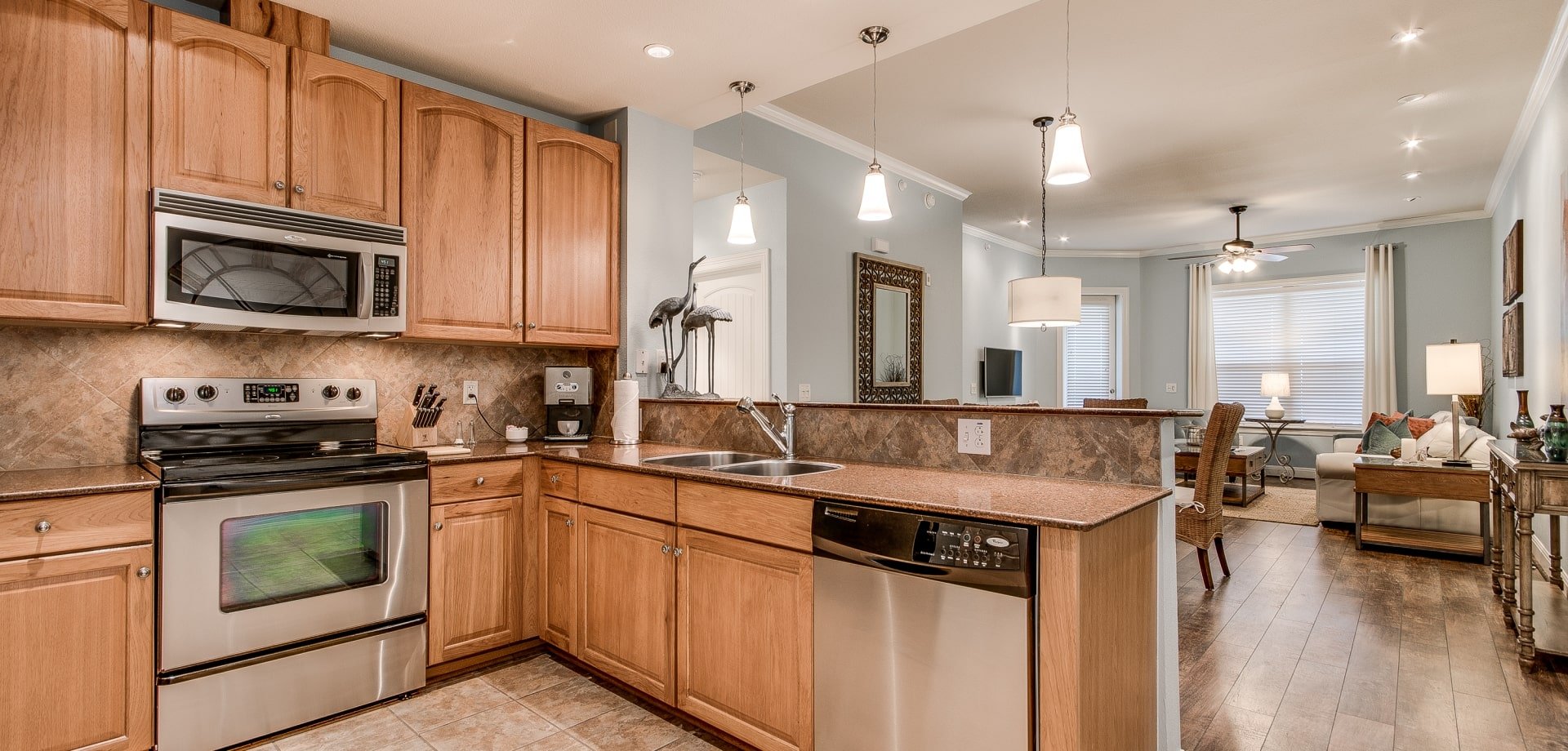 Kitchen area in a condo at horseshoe bay resort