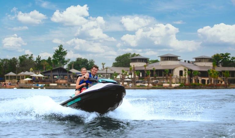 People out on the water at horseshoe bay resort enjoying a jet ski ride