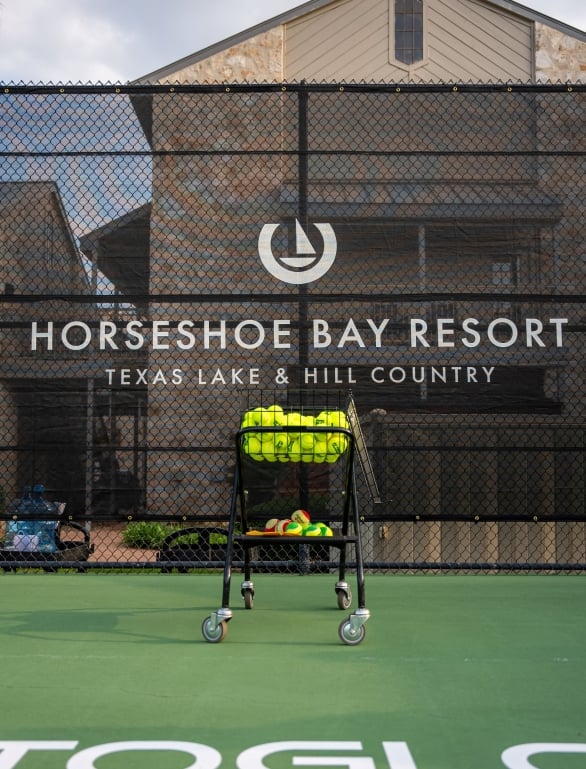 Tennis ball hopper at Mouratoglou tennis center at Horseshoe Bay Resort