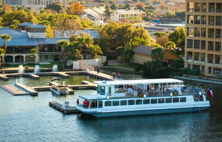 birdseye view of the ledy bird II docked at the marina