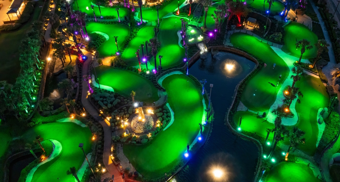 Minigolf course at night