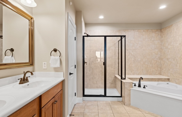 A bathroom view of a condo at Horseshoe Bay Resort