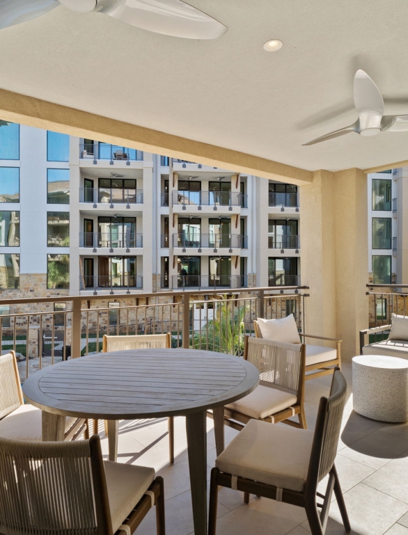 A patio view of a condo at Horseshoe Bay Resort
