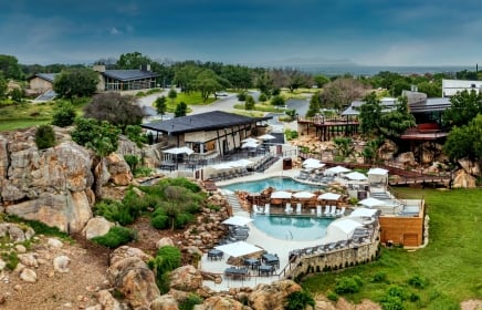 birds eye view of the cap rock cabana including the pool lounging area