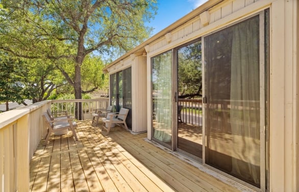 large deck at a condo available for rent at horseshoe bay resort