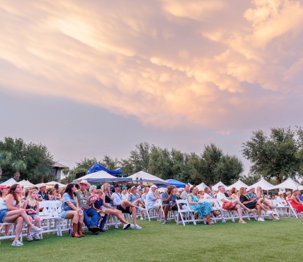 Sunset on concert grounds in the Texas Hill Country.