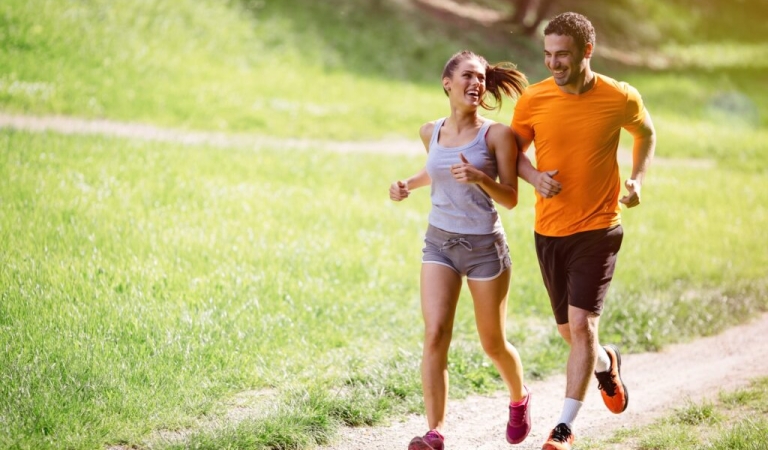 Couple running